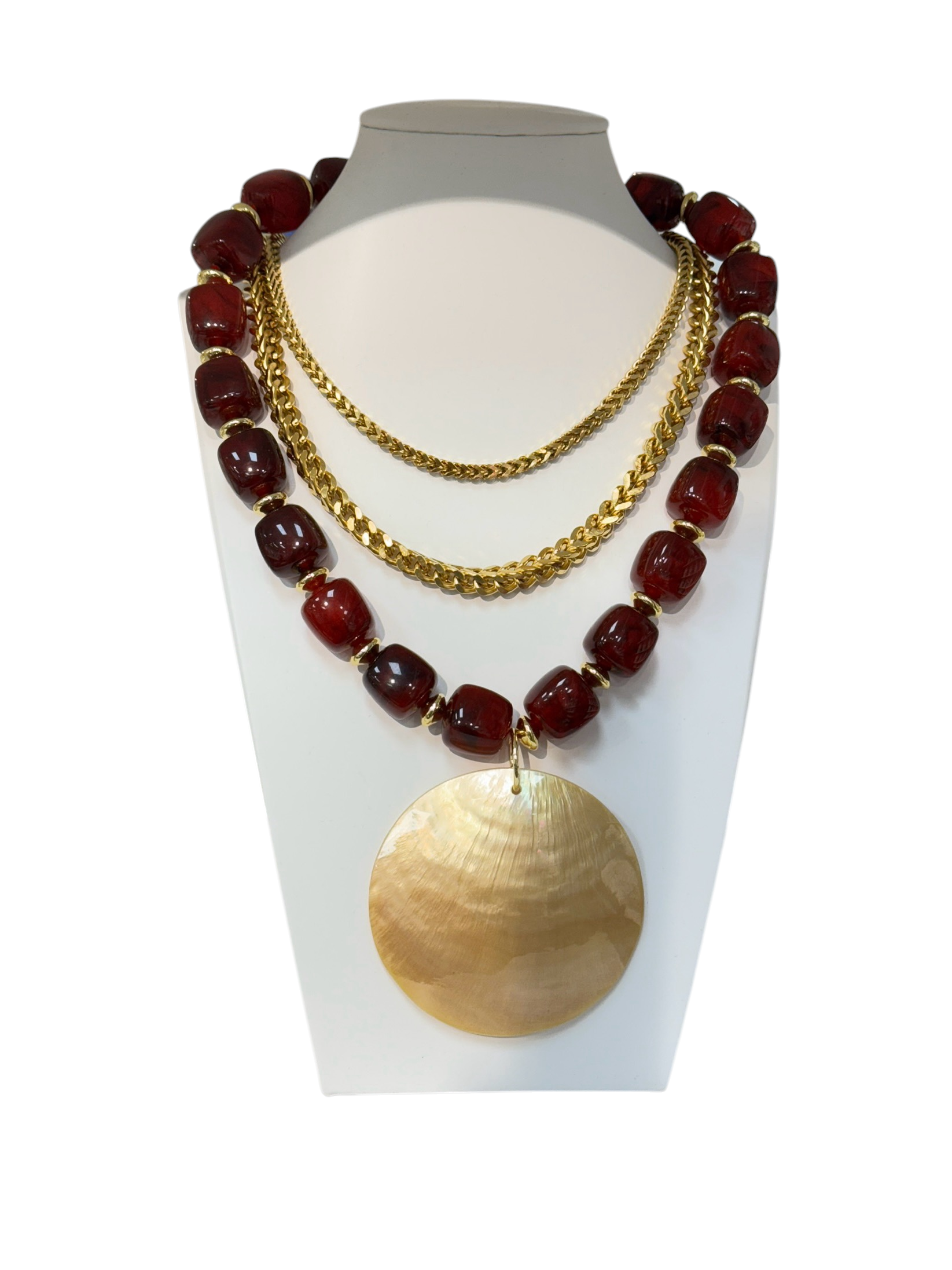 Chunky resin beaded necklace with big seashell pearl NC-SJ2049 to NC-SJ2055