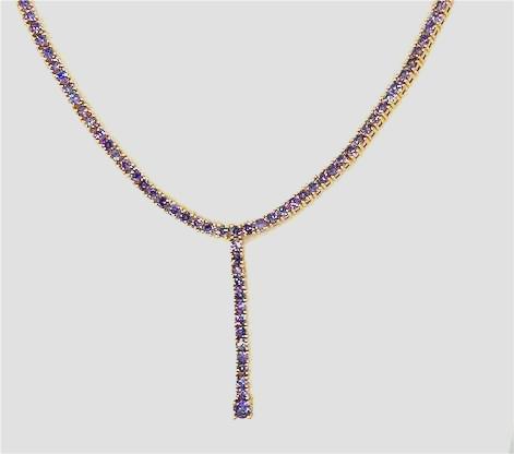 Lavender CZ Tennis Chain Lariat Necklace   NC-21WA2253