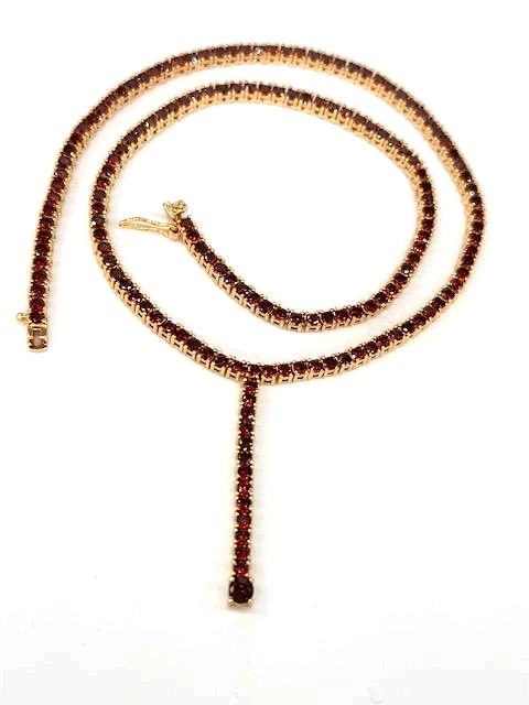 Ruby red CZ Tennis Chain Lariat Necklace    NC-21WA2507