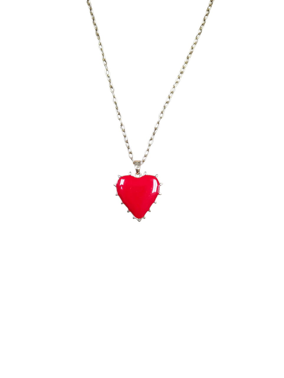 Red Spiked Heart Dainty Cable Chain ✦ NC-SJ0517