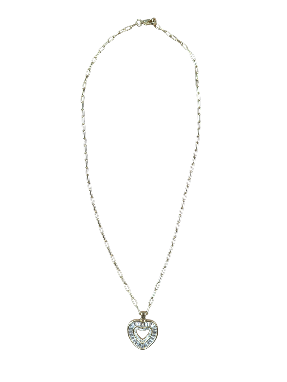 CZ Heart Paperclip Chain Necklace ✦ NC-SJ0485