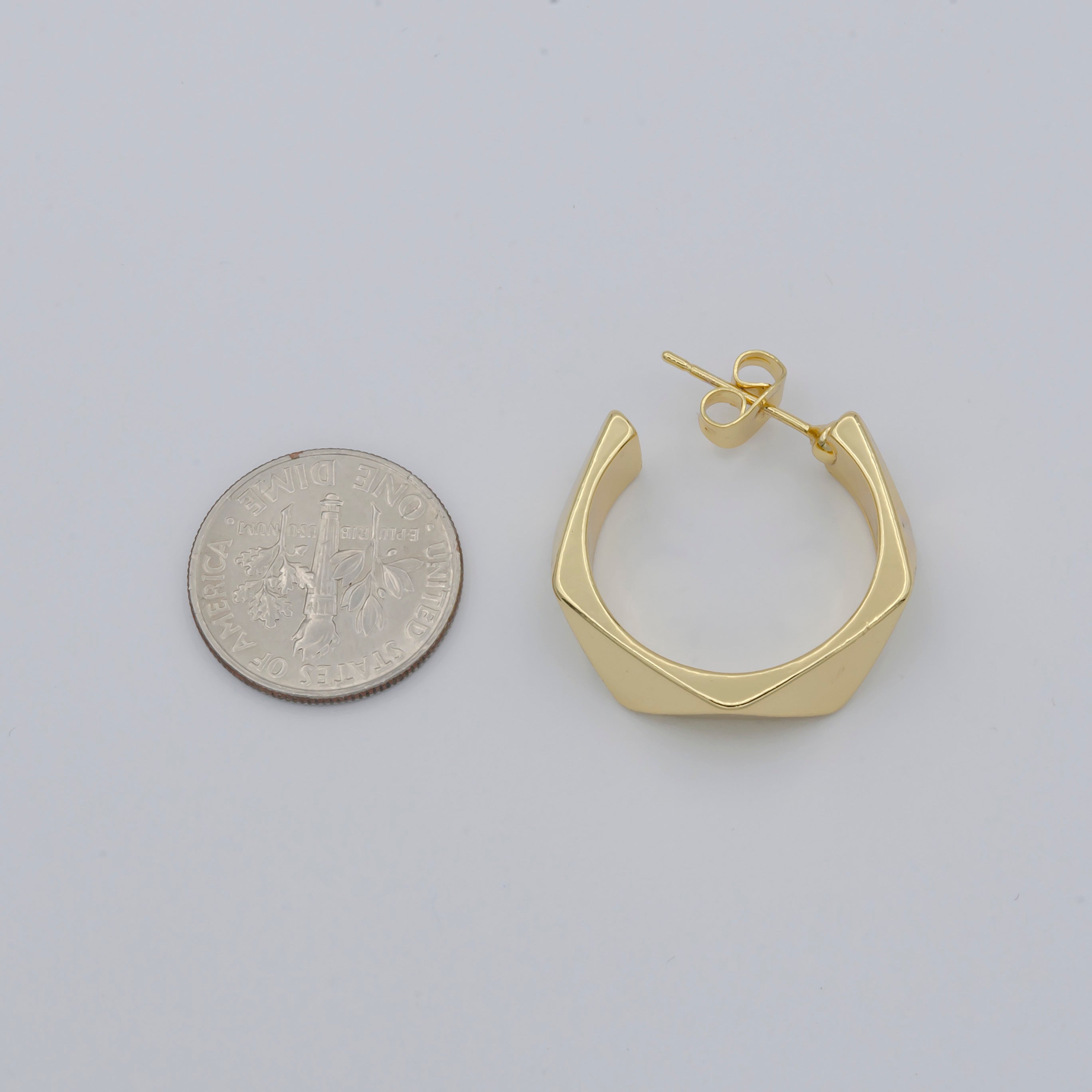 Geometric Gold Hoop Earring Twisted Chunky Hoops EARRING-00605