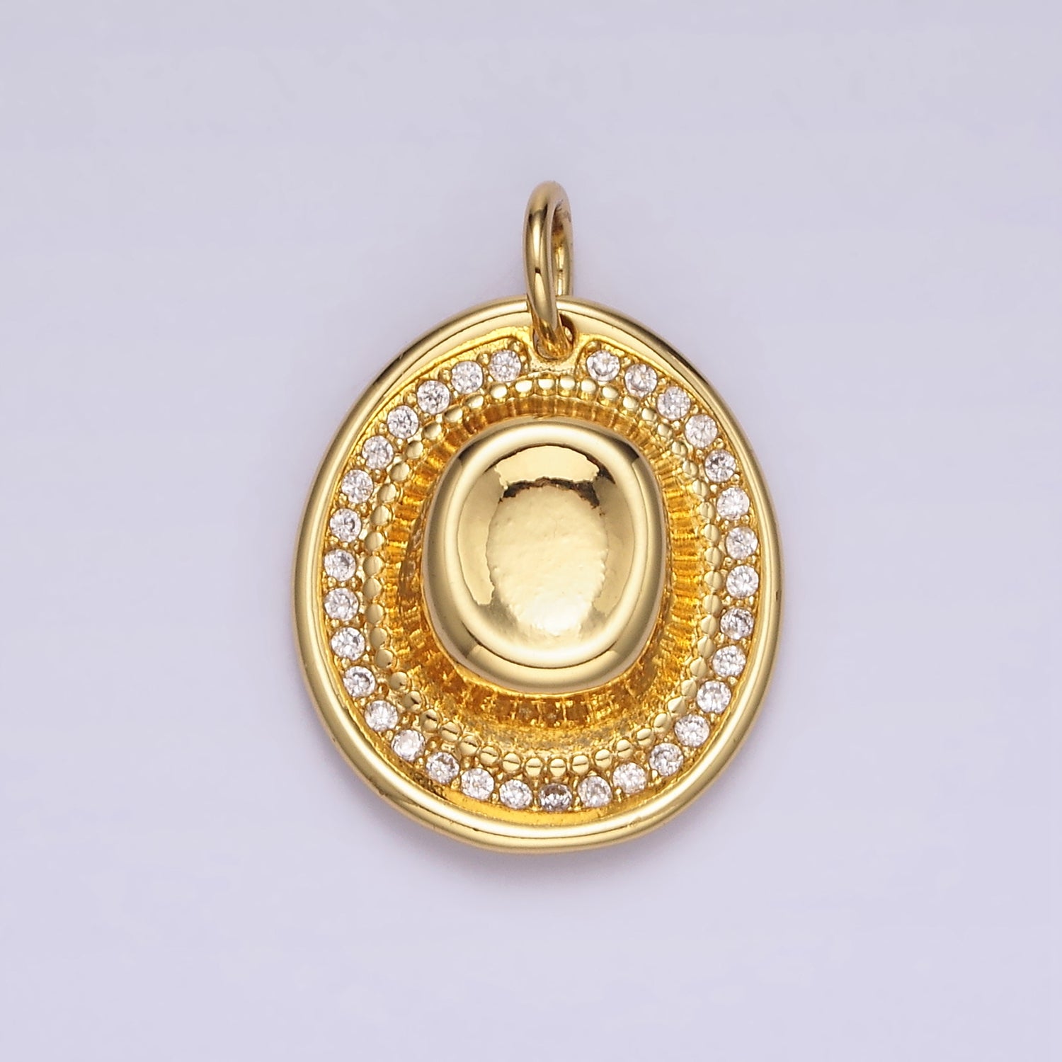Classic Gold Diamond CZ Chic Cowboy Hat Necklace