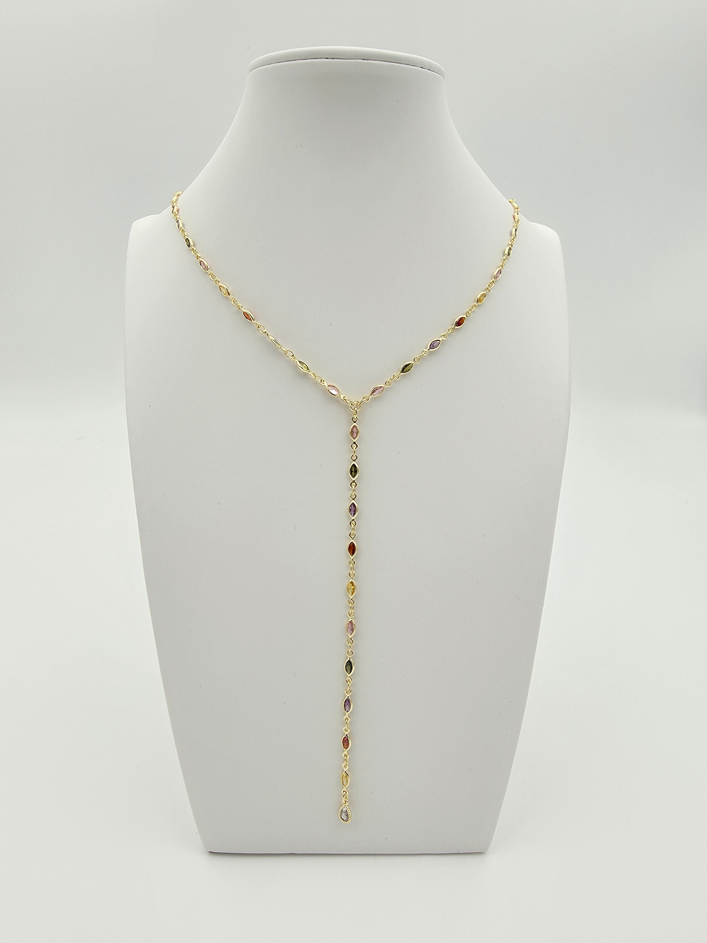MULTI COLOR CZ BODY CHAIN NECKLACE   NC-2005