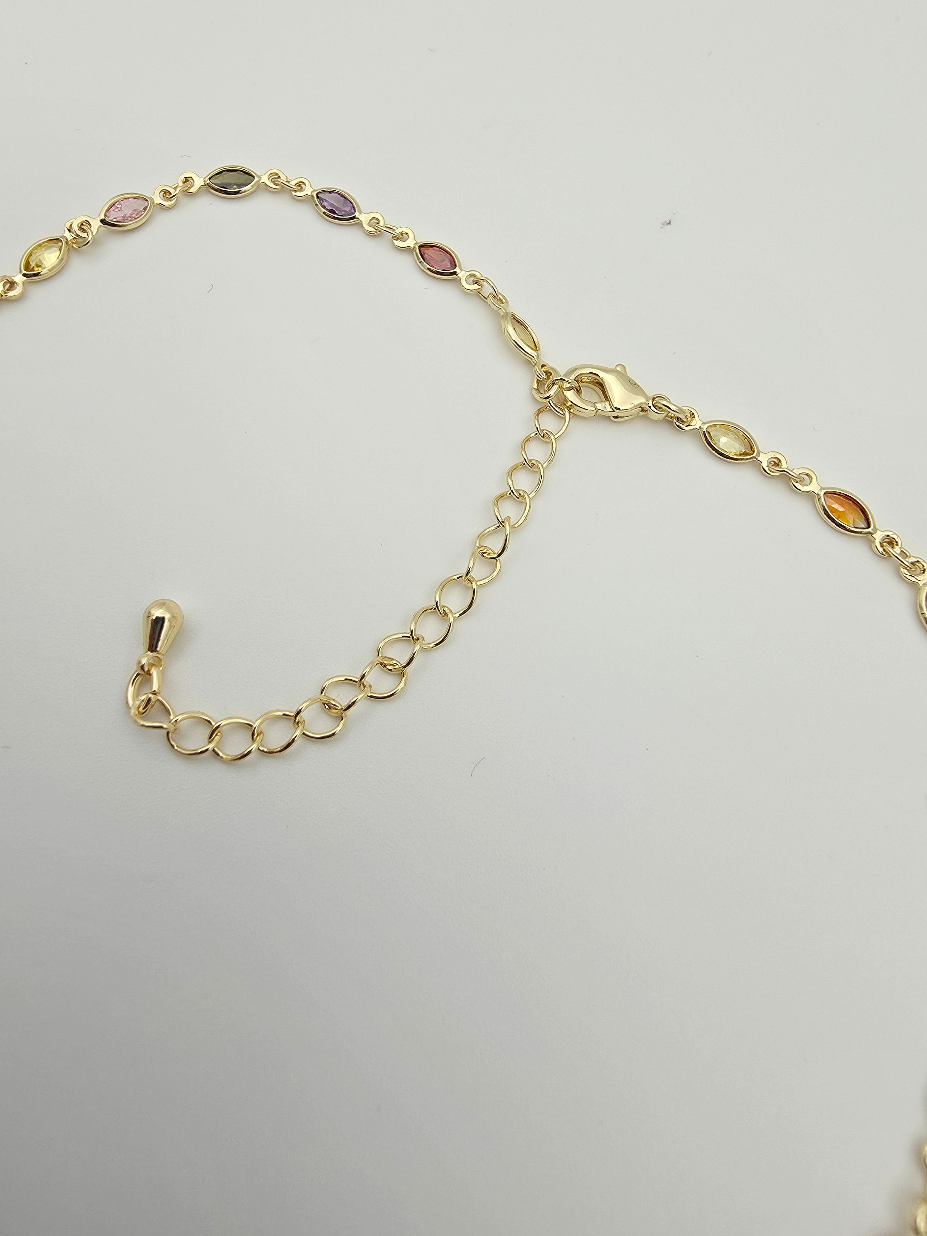 MULTI COLOR CZ BODY CHAIN NECKLACE   NC-2005