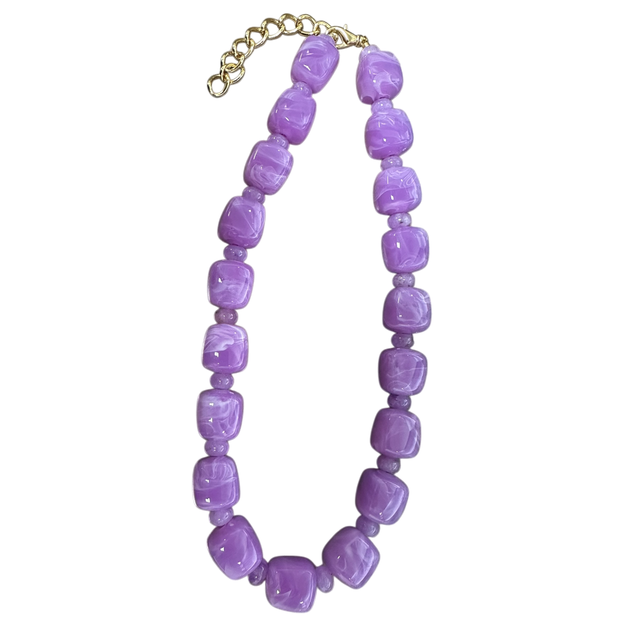 Colored chunky resin beaded necklace