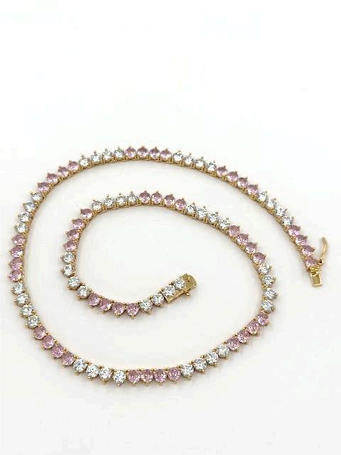 Pink Three-Prong Tennis Chain Necklace   NC-21WA2037
