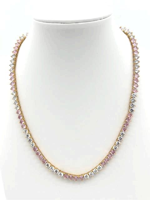 Pink Three-Prong Tennis Chain Necklace   NC-21WA2037