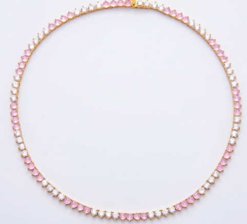 Pink Three-Prong Tennis Chain Necklace   NC-21WA2037