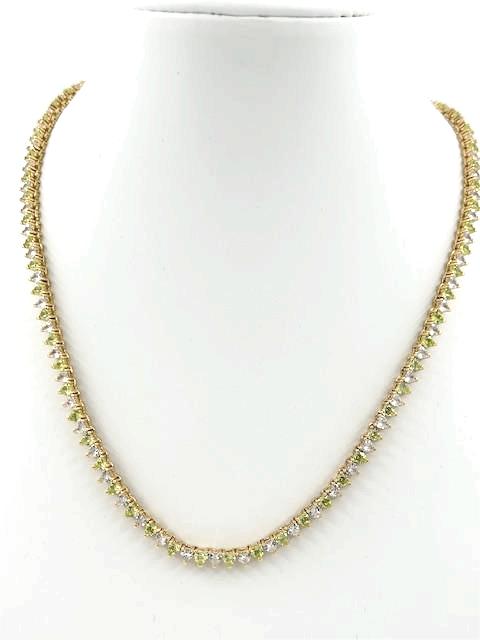 Light green Heart CZ Tennis Chain 16 Inch   NC-21WA2194
