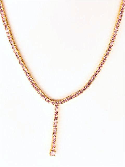 Light pink CZ Tennis Chain Lariat Necklace   NC-21WA2241