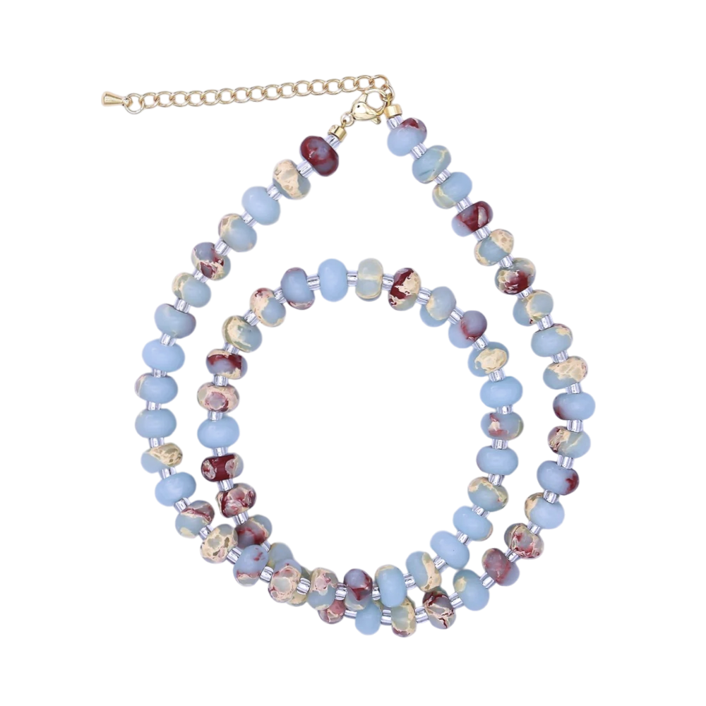 Blue Turquoise Natural Gemstone Necklace NC-21WA3143 - NC-21WA3144