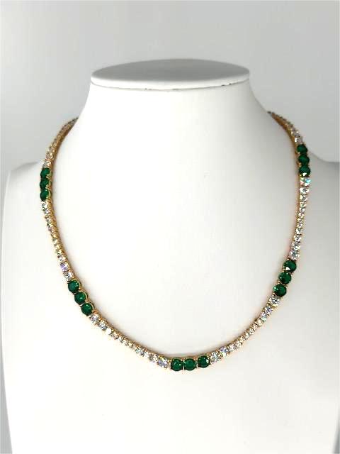 Emerald Green Alternate Gradient CZ Tennis Chain 18 Inch Necklace   NC-21WA3272