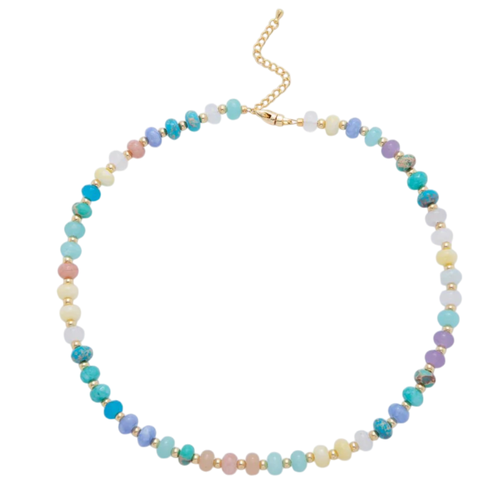 Splashed Earth & Sky Toned Colorful Gemstone Beaded Necklace NC-21WA3302 - NC-21WA3315