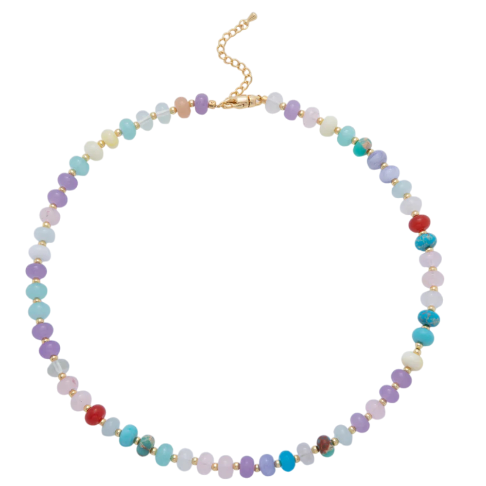 Splashed Earth & Sky Toned Colorful Gemstone Beaded Necklace NC-21WA3302 - NC-21WA3315