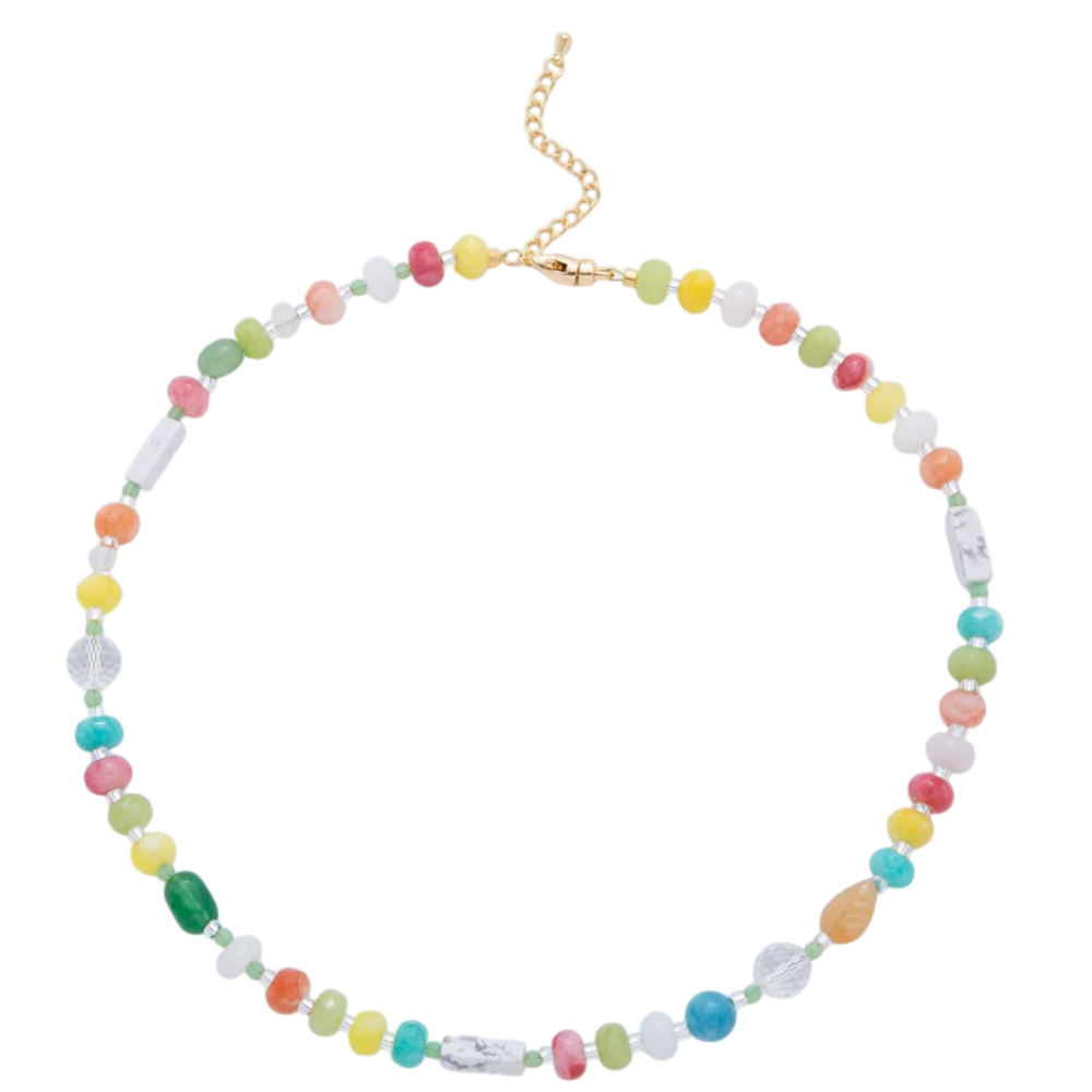 Splashed Earth & Sky Toned Colorful Gemstone Beaded Necklace NC-21WA3302 - NC-21WA3315