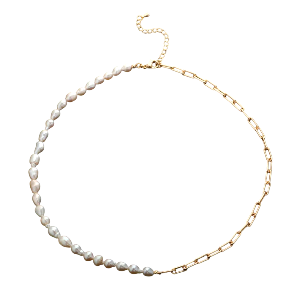 Half Chain and Half Pearl Necklace NC-21WA330 NC-21WA331  NC-21WA328