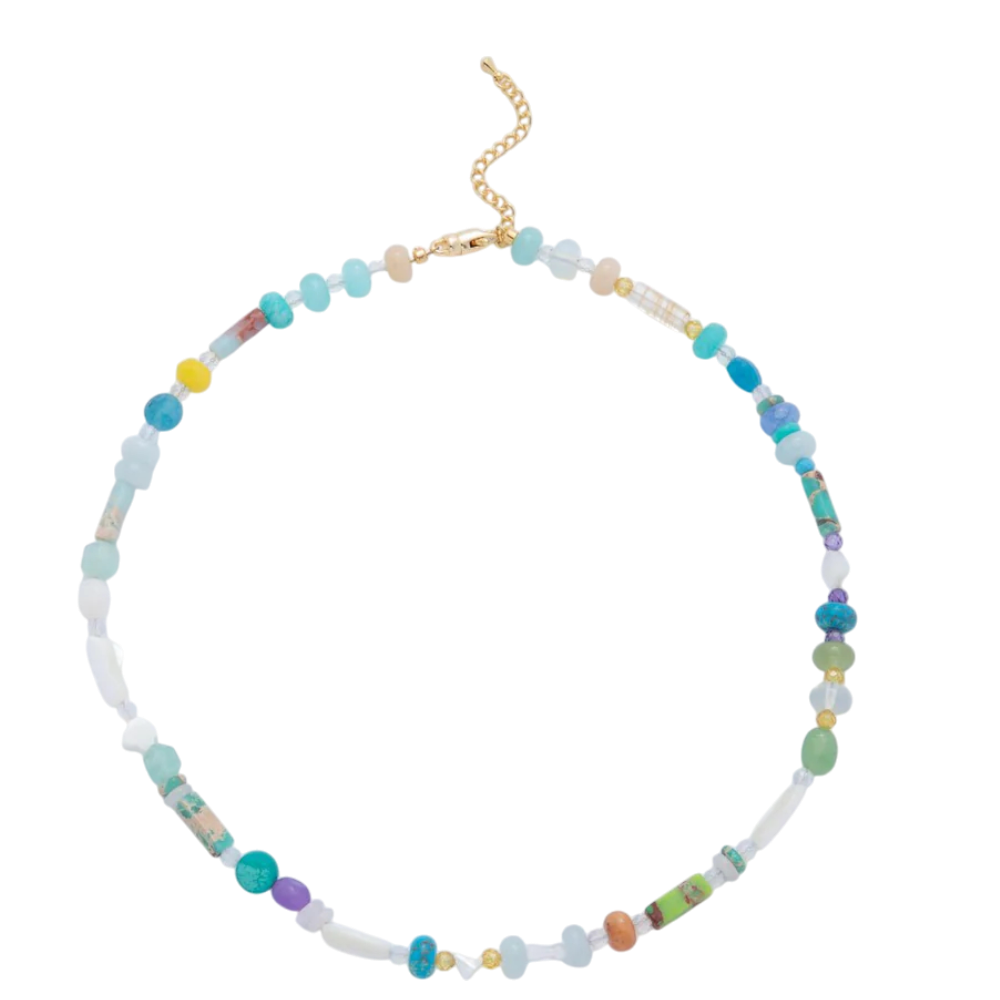 Splashed Earth & Sky Toned Colorful Gemstone Beaded Necklace NC-21WA3302 - NC-21WA3315