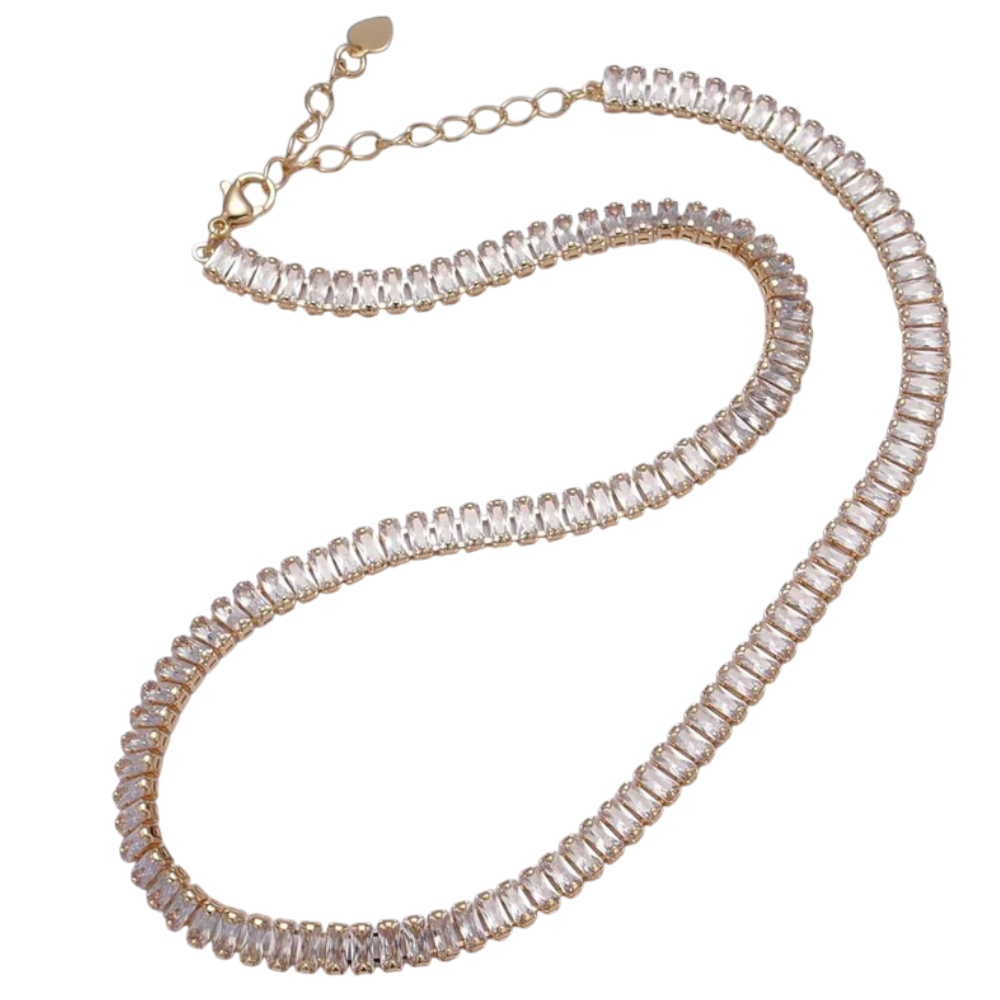 Clear CZ Baguette Tennis Necklace NC-21WA3342