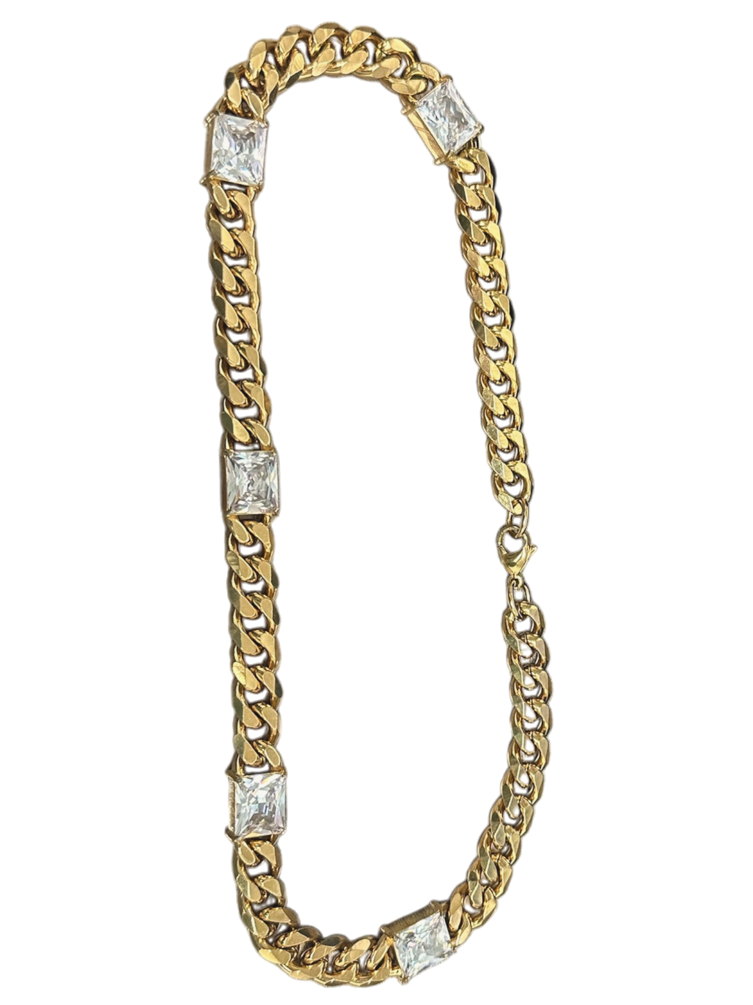 Cuban link necklace with square CZ NC-21WA3941 NC-21WA3942
