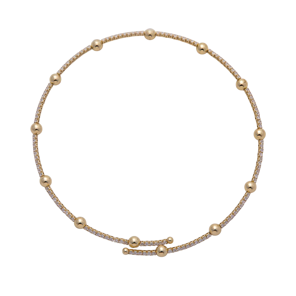 Ball Bead Tennis Cuff Necklace NC-21WA4026