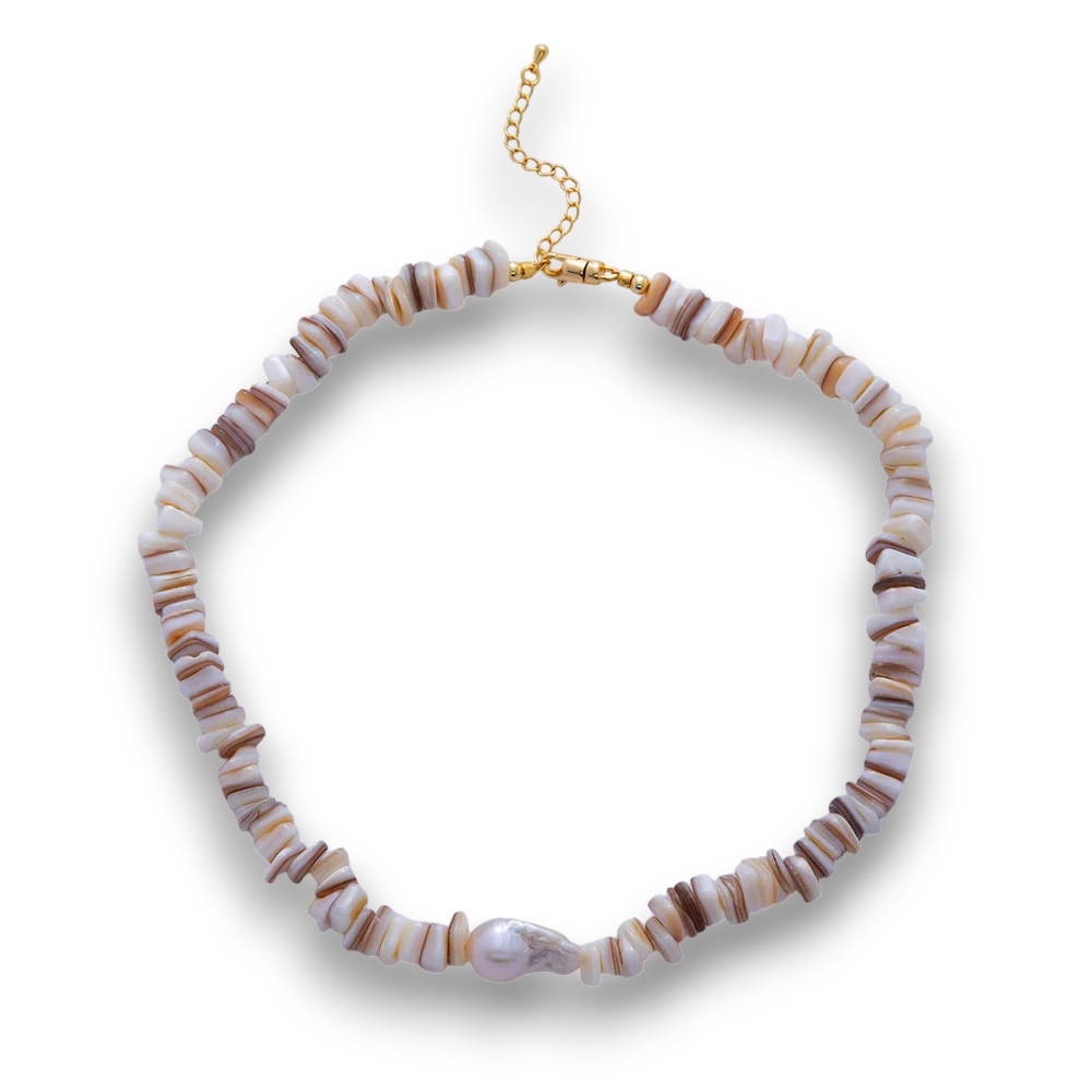 Baroque Freshwater Pearl Heishi gemstone necklace NC-21WA856