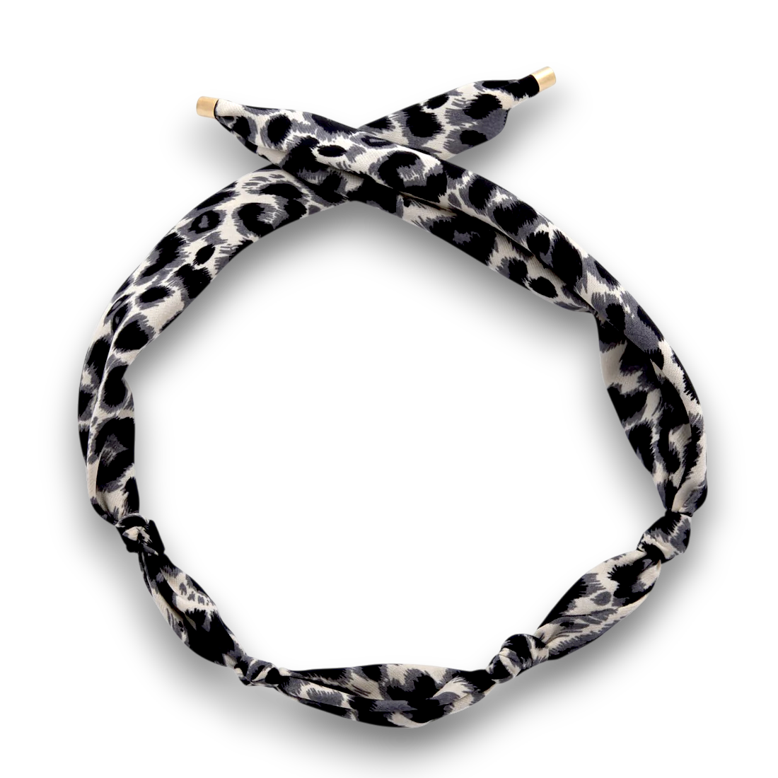 Beige, Grey and Black Cheetah Leopard Print Bandana Scarf