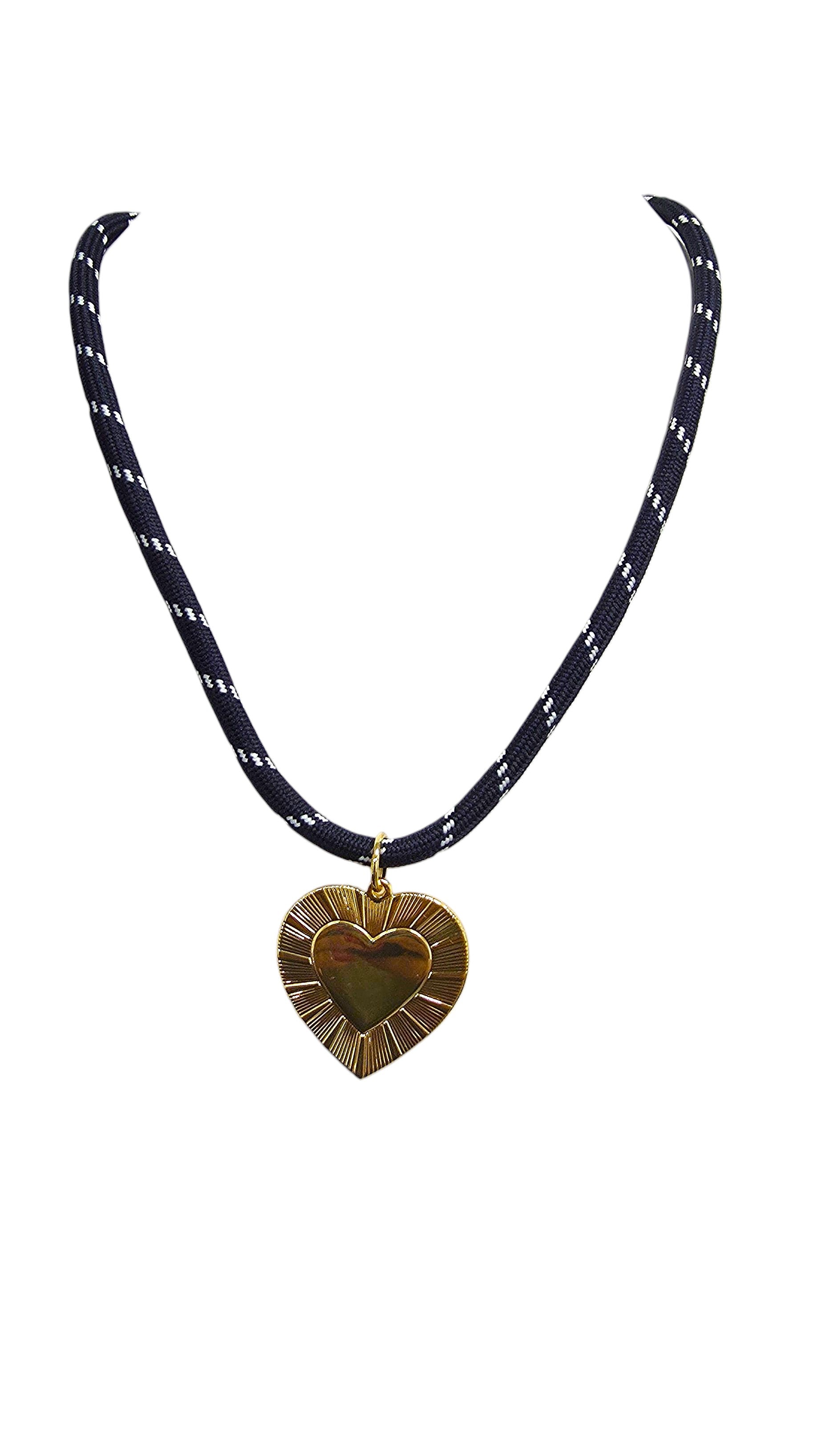 Navy blue Cord Chain with Gold Heart charm NC-SJ0384