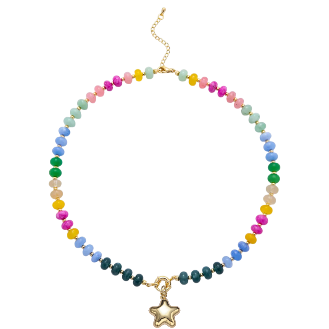 Puffy Star Colorful Gemstone 18-Inch Necklace NC-SJ0525