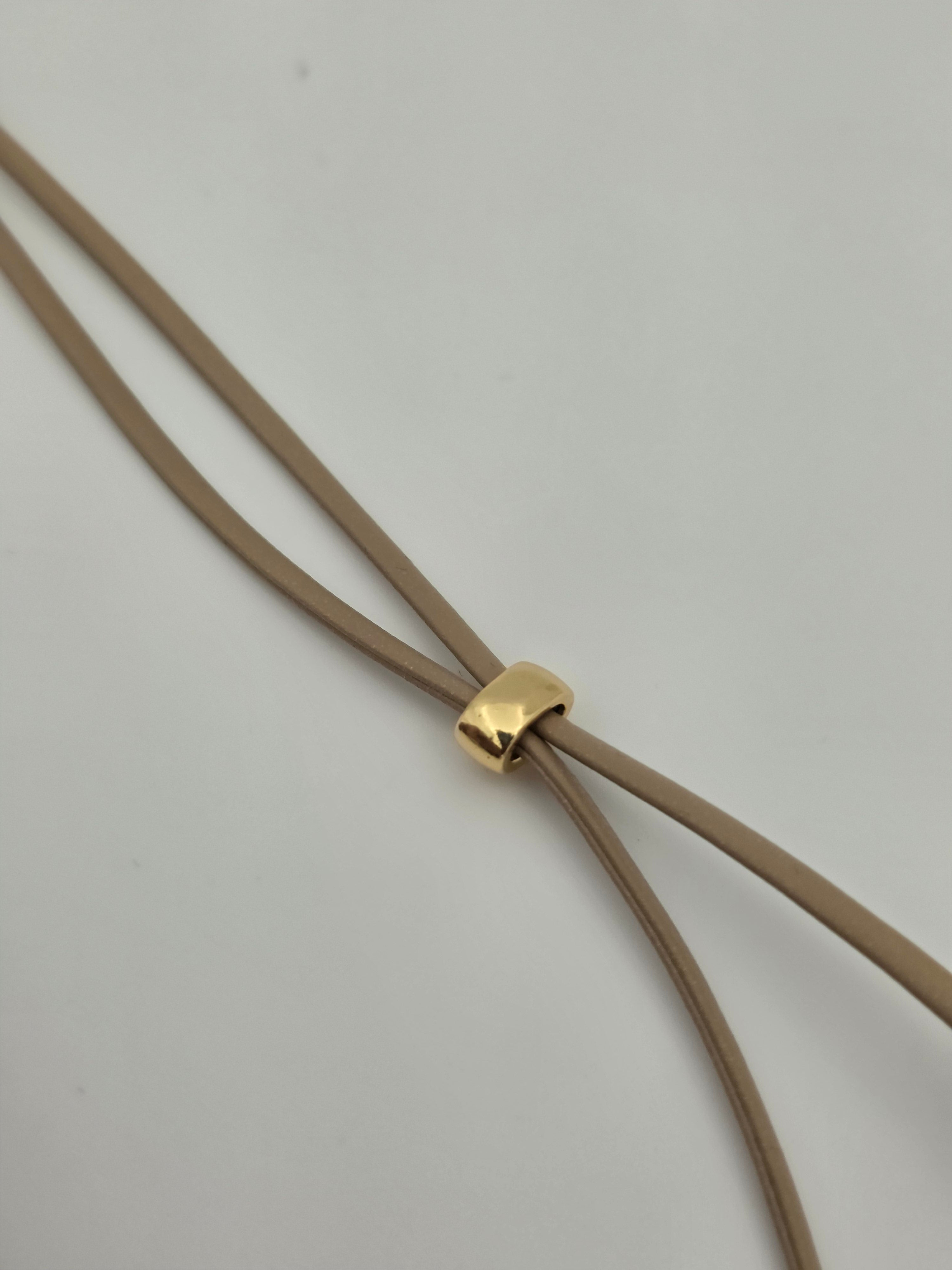 ADJUSTABLE BEIGE CORD NECKLACE WITH WHITE FISH PENDANT  ✦ NC-SJ2004