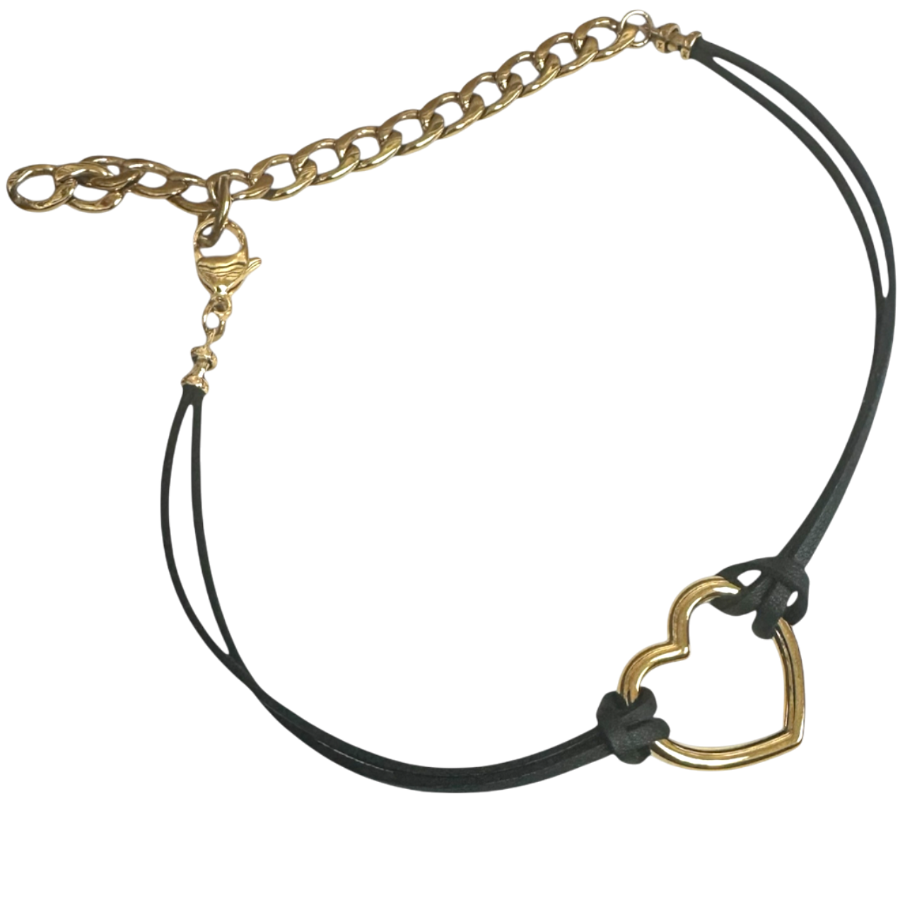 Black leather Choker with Heart charm NC-SJ2026