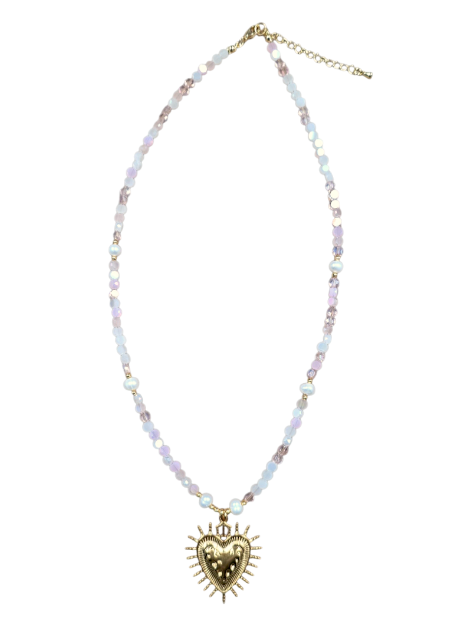 Pink Multifaceted Gemstone W. Sacred Heart NC-SJ2109