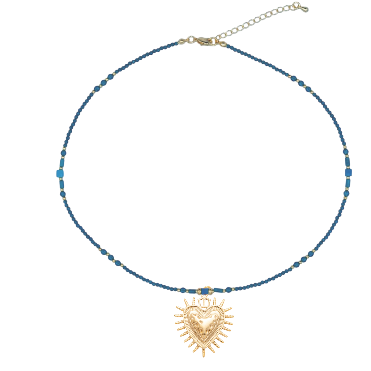 Blue Gemstone Bead 17 Inch Necklace NC-SJ2114