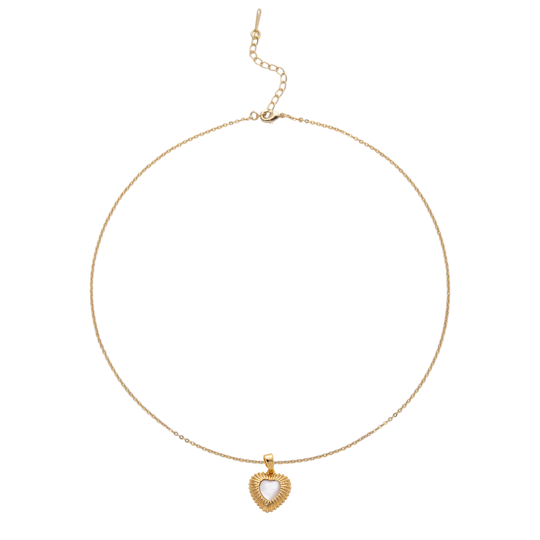 Minimalist Cable Chain necklace with small ribbed heart pendant NC-SJ2197