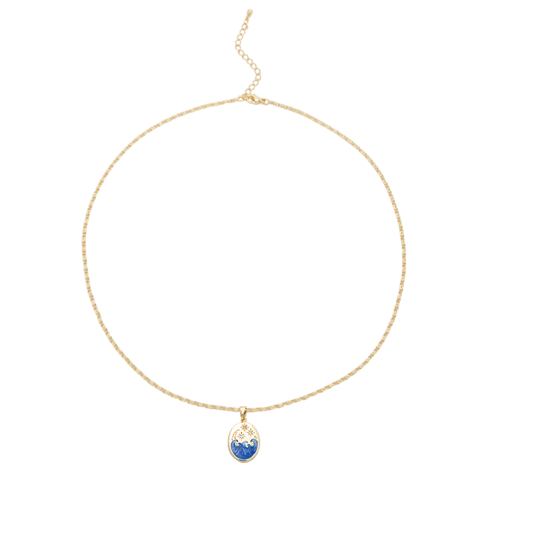 Sunburst Hammered Cable Necklace with Ocean and stars pendant  NC-SJ2199