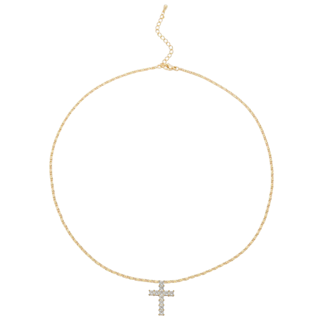 Minimalist Scroll Chain with CZ cross pendant NC-SJ2200