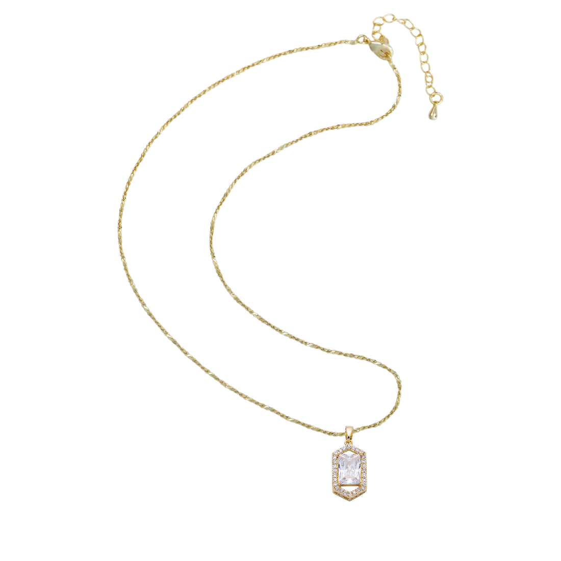 S-Link Chain Necklace with big CZ diamond pendant NC-SJ2202