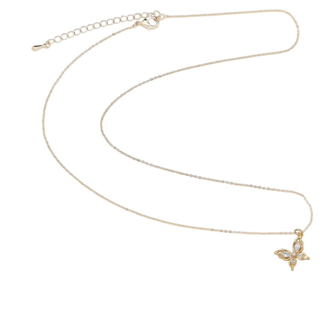 Minimalist Cable Chain Necklace with small CZ butterfly pendant NC-SJ2205