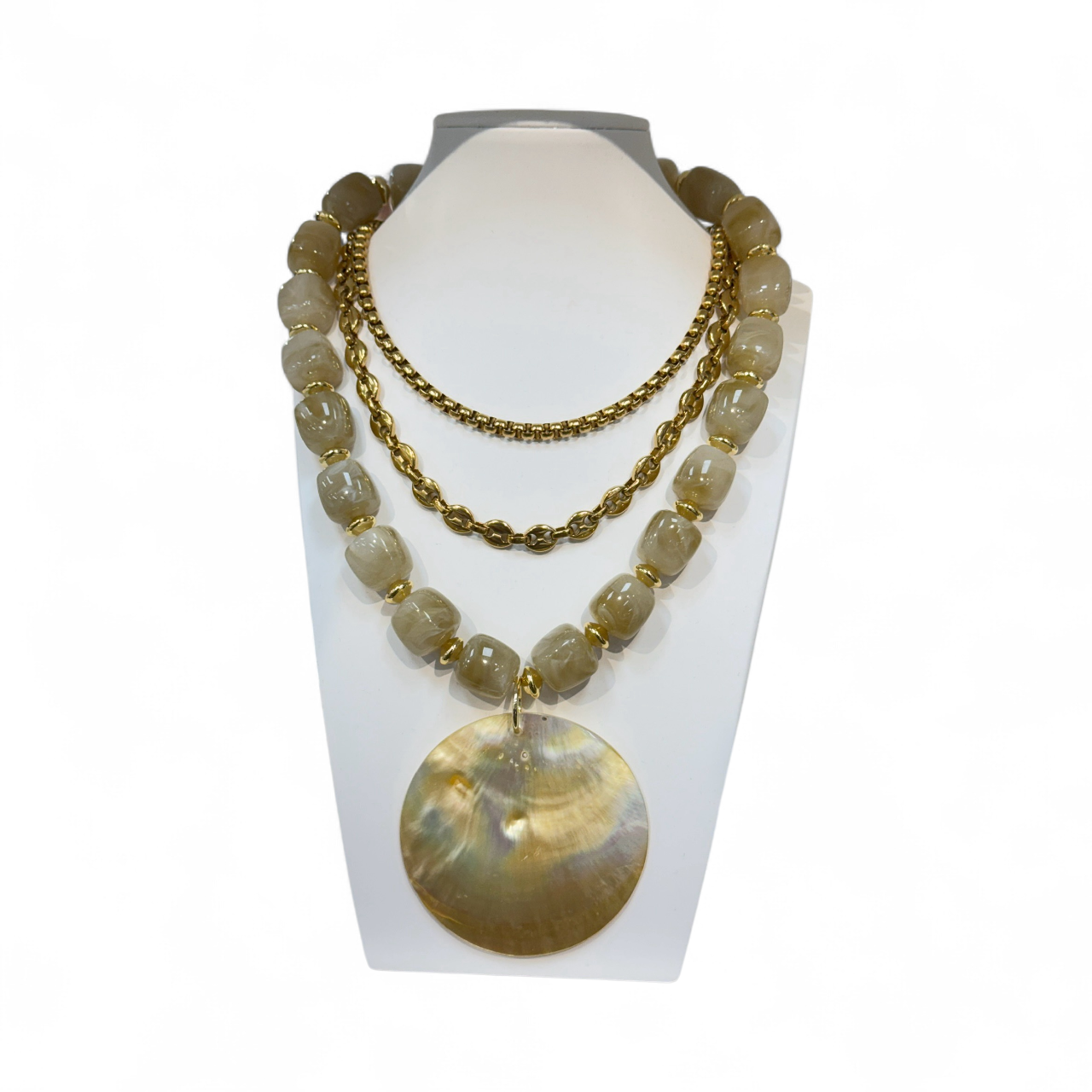 Chunky resin beaded necklace with big seashell pearl NC-SJ2049 to NC-SJ2055
