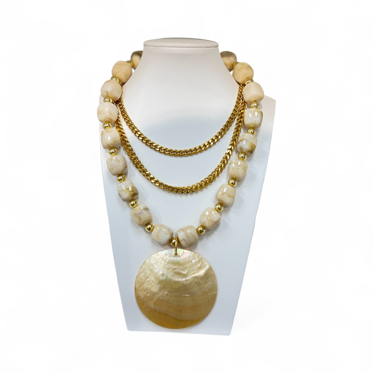 Chunky resin beaded necklace with big seashell pearl NC-SJ2049 to NC-SJ2055