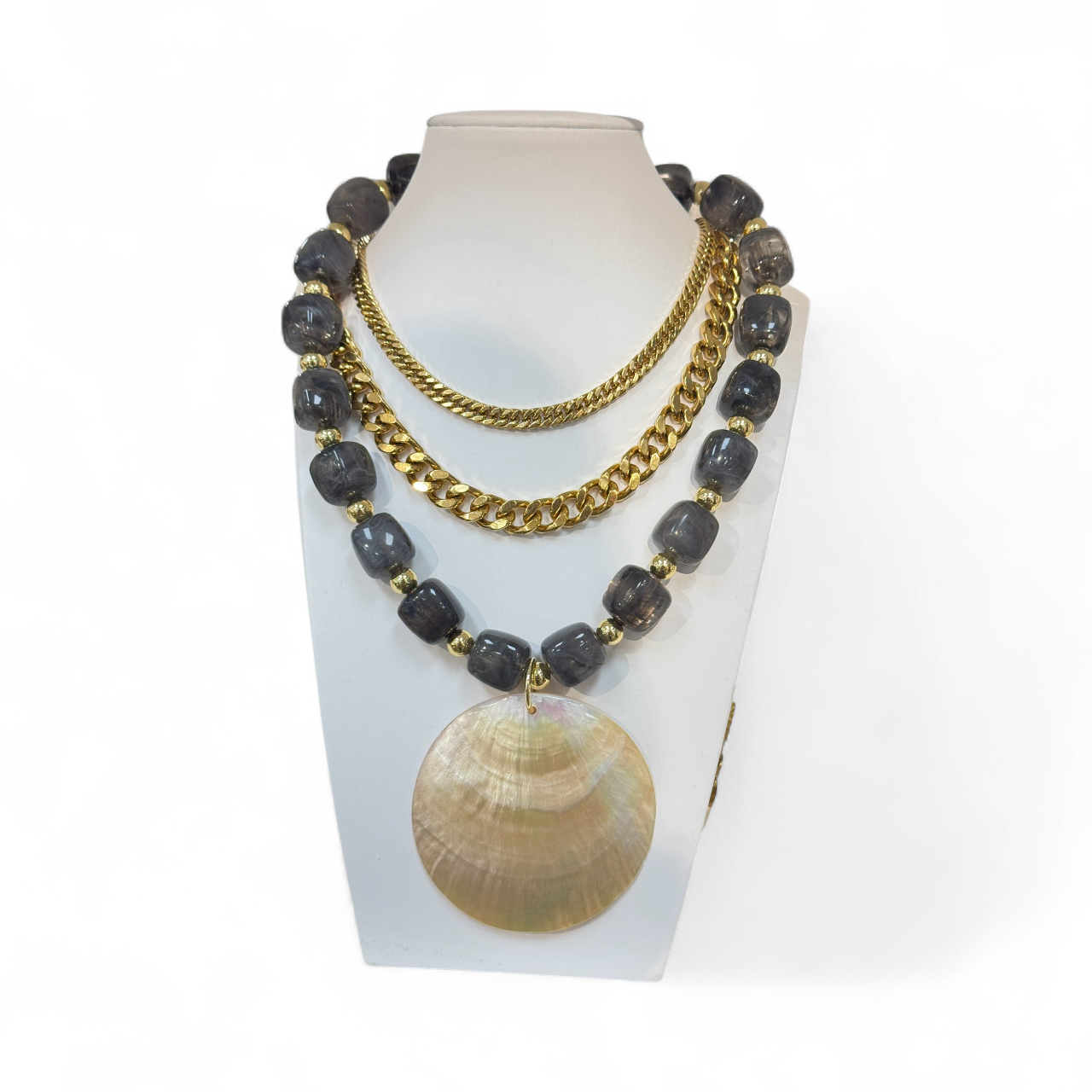 Chunky resin beaded necklace with big seashell pearl NC-SJ2049 to NC-SJ2055
