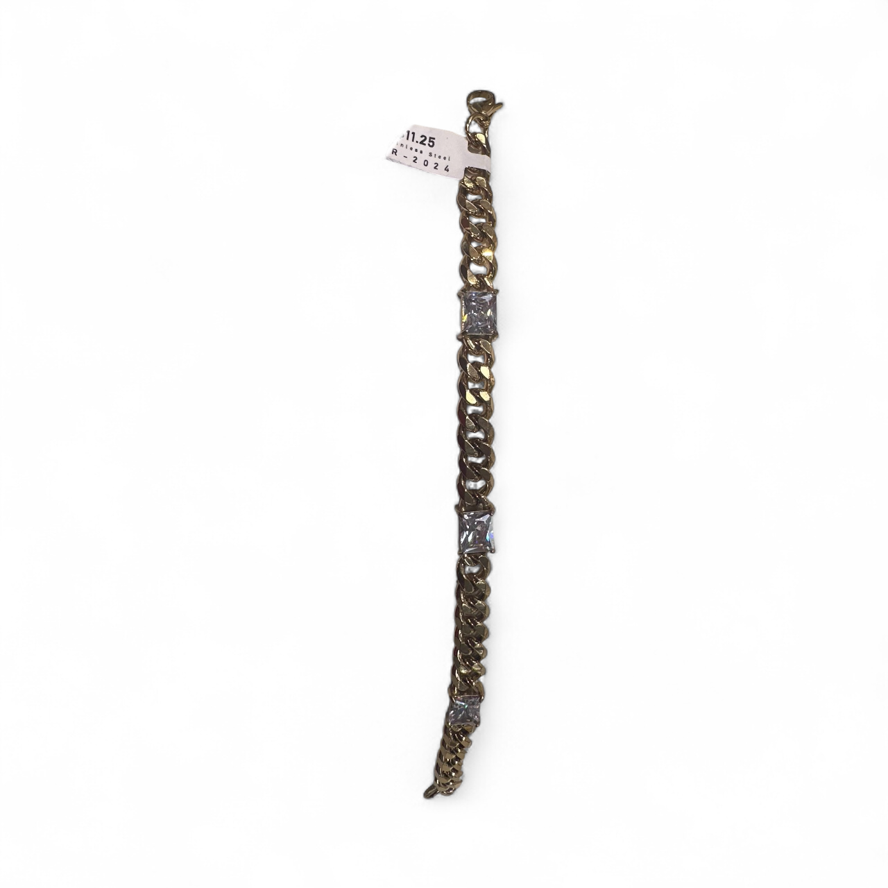 Gold bracelet chain 3 cz diamonds BR-2024 BR-2025