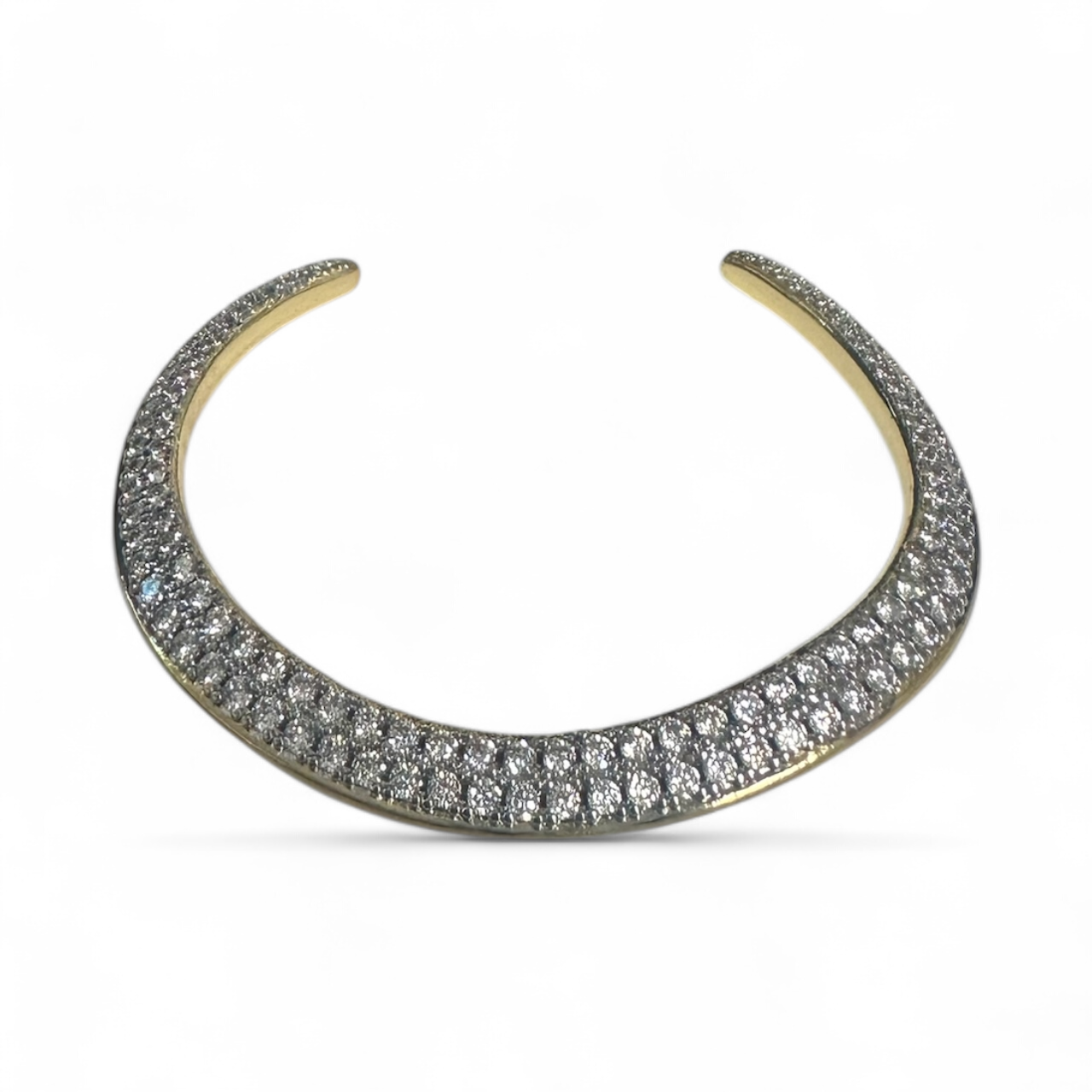 Micro Pave CZ Diamond Adjustable Bangle, Mixed Metal ✦ BR-21WA2744