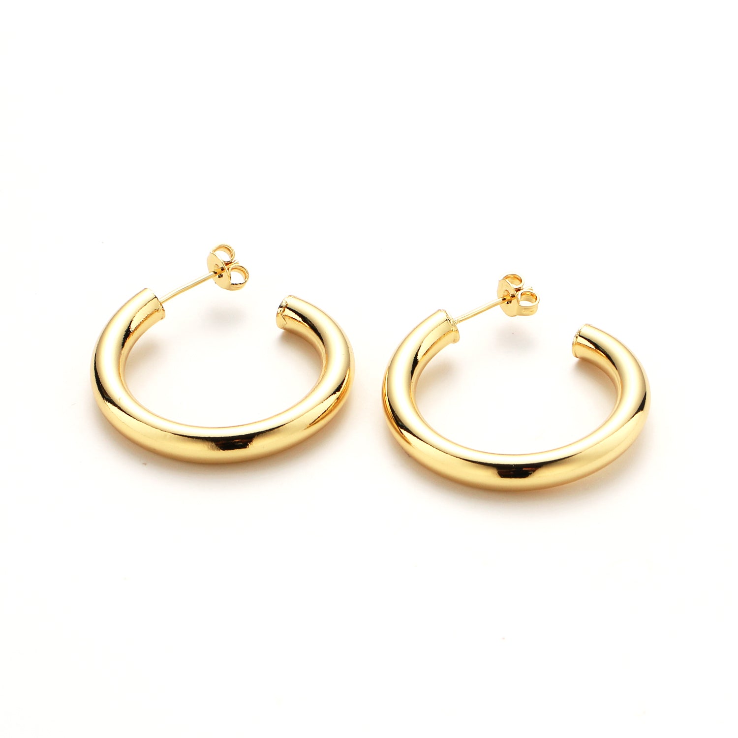 Gold 35mm, 45mm Minimalist C-Shaped Hoop Earrings