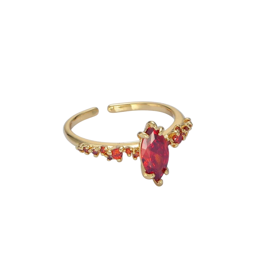Red Orange Marquise CZ Solitaire Ring RI-21O1408