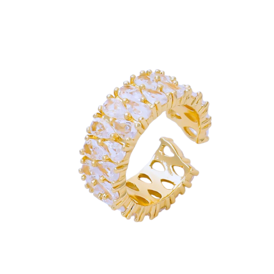 Teardrop Double CZ Cluster Tennis Band Ring RI-21O1666