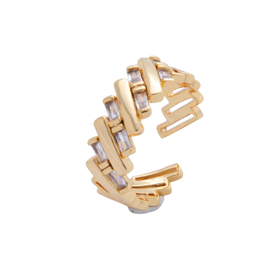 Baguette CZ Quilted Woven Ring RI-21O1938
