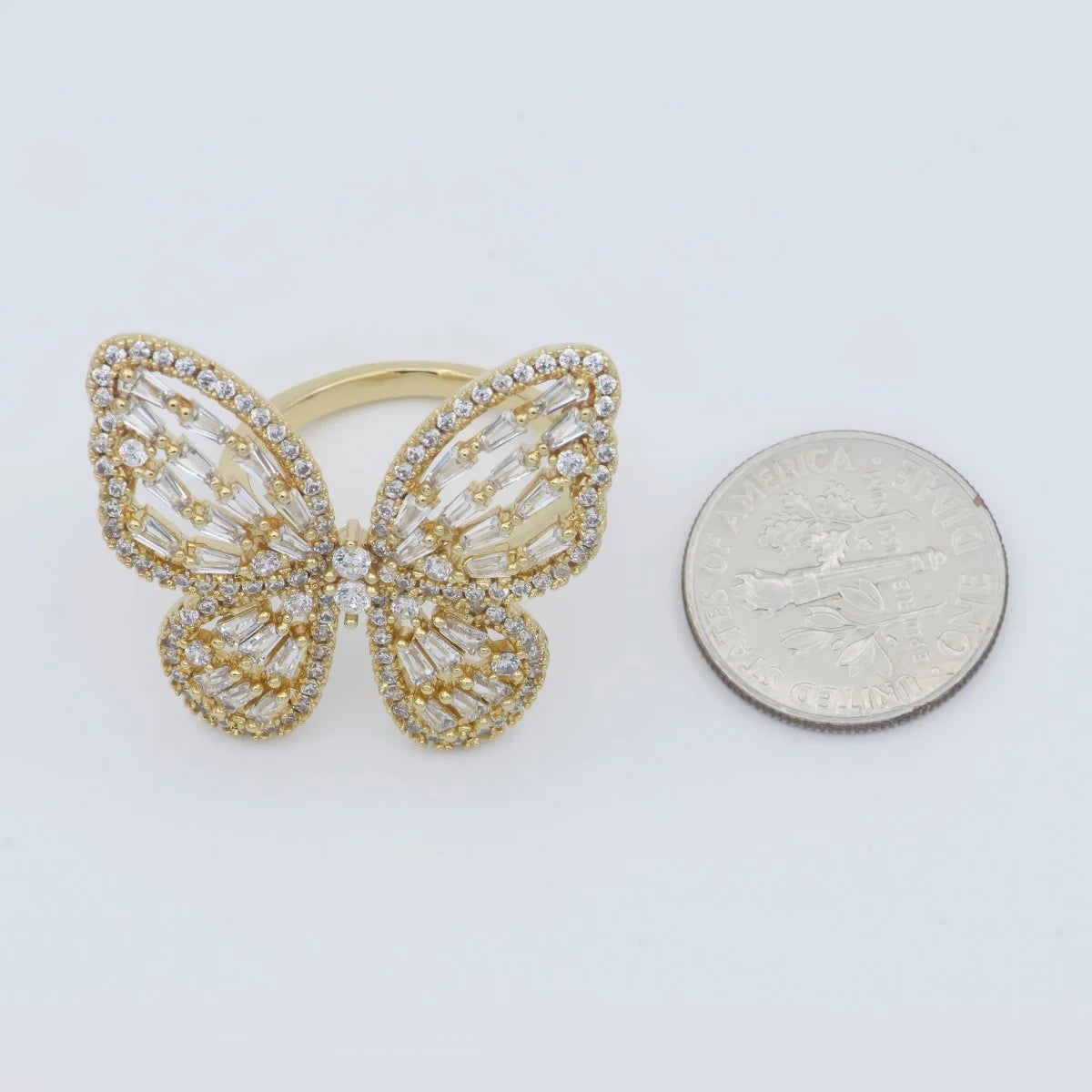 Butterfly Ring Baguette Diamond CZ RI-21R0229