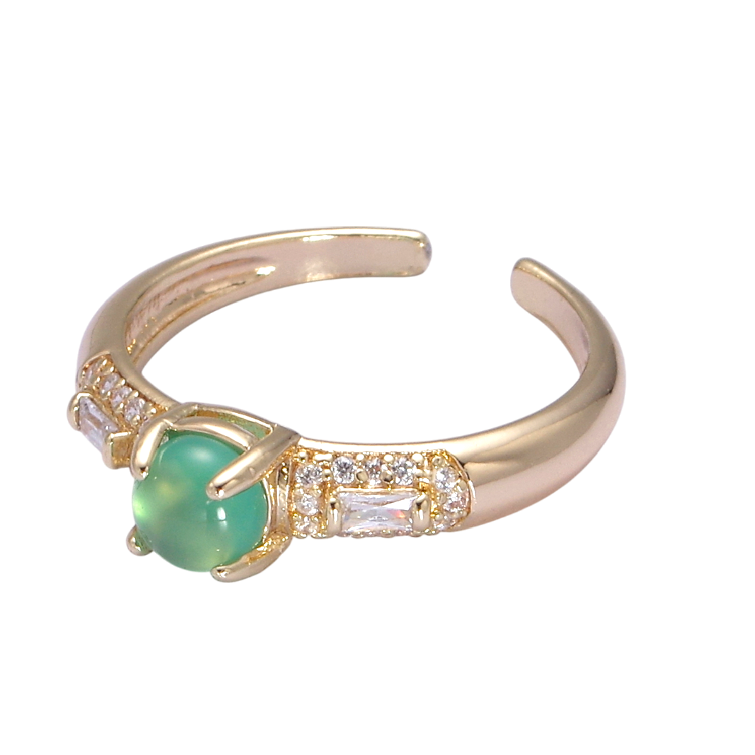 Green Stone on Micro Pave CZ Adjustable Ring RI-21S355