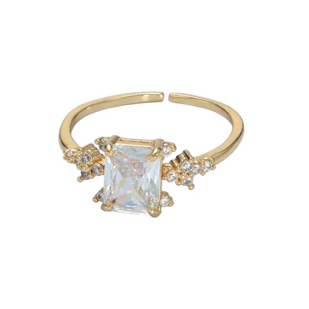 CZ Square Adjustable Diamond Ring RI-21U317